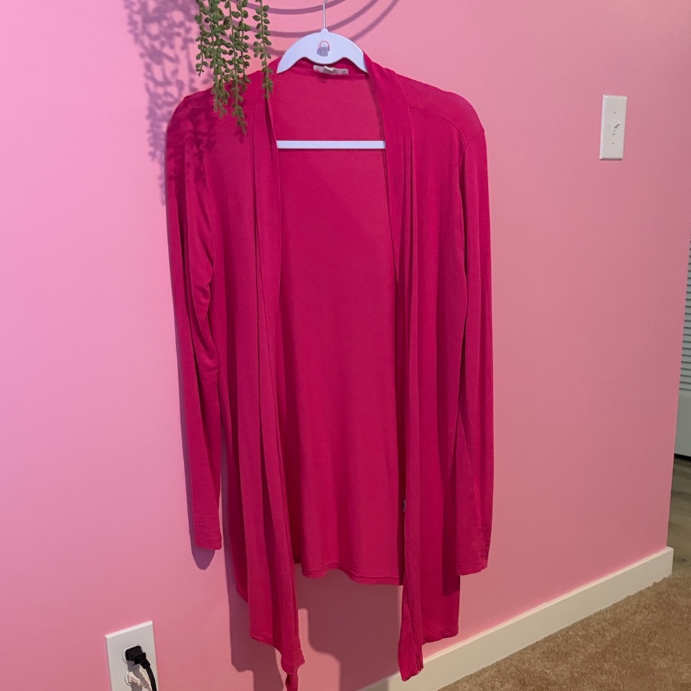 Zenana Outfitters Fuchsia Open Front Cardigan